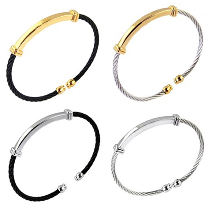 Unisex Men Women's Stainless Steel Cable Wire Cuff Bangle Charms Bracelet Hot gallery