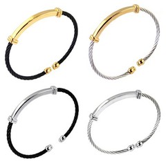 Unisex Men Women’s Stainless Steel Cable Wire Cuff Bangle Charms Bracelet Hot