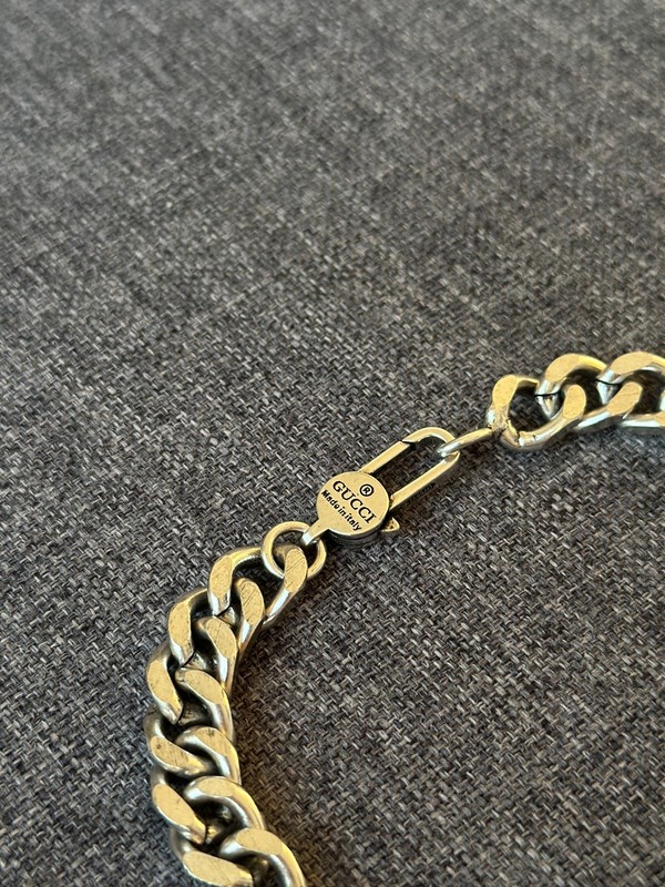 Gucci Ghost GG Silver Tone Monogram Chain Skull Link Logo Luxury Designer gallery