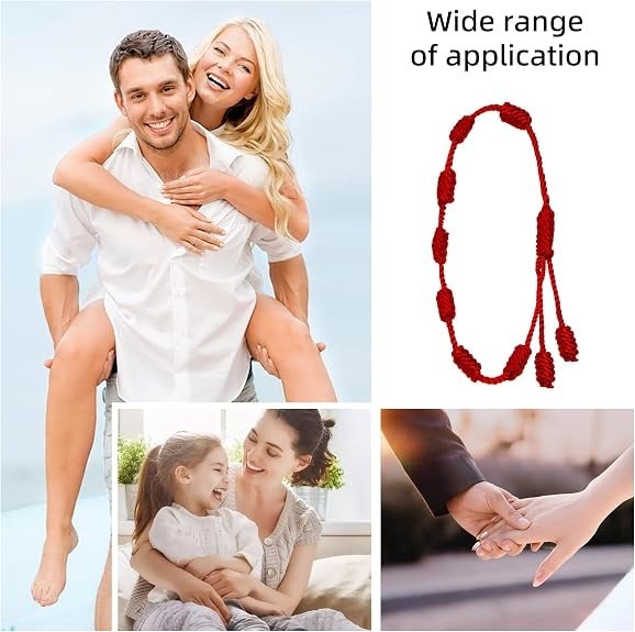 8-Piece Adjustable Red String Bracelet Set for Protection and Friendship gallery