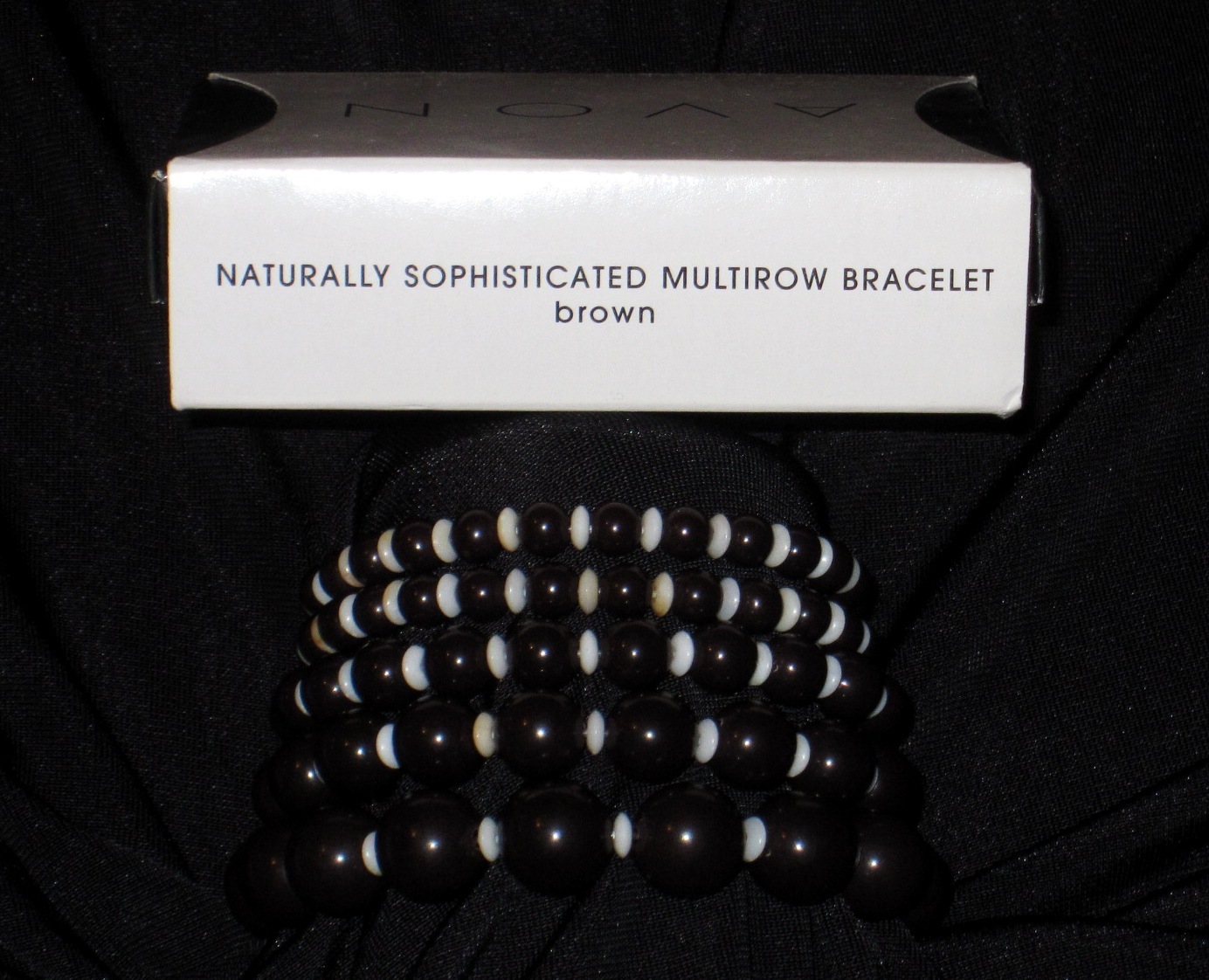 Avon Naturally Sophisticated Multirow Beaded Stretch Bracelets (Dark Brown) NIB gallery