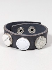 L’ANZA Gray White Snap Charm Cuff Bracelet 8 inch