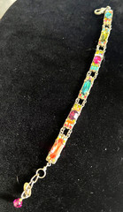 Gorgeous Silver Multicolor Crystal & Bead Mosaic FIREFLY Bracelet Jewelry 7