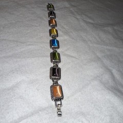 Ladies Multicolor Fashion Silvertone Wrist Bracelet 7 in
