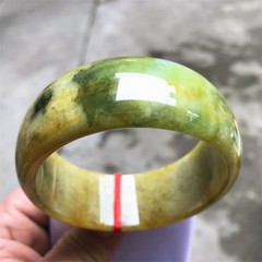 63.5MM Myanmar Natural Ice Yellow Jadeite Jade Bracelet Emerald Jade Bracelet