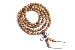 6MM 108 Pcs Fragrant Tiger Skin Sandalwood Mala Beads Natural Round Beads 27″