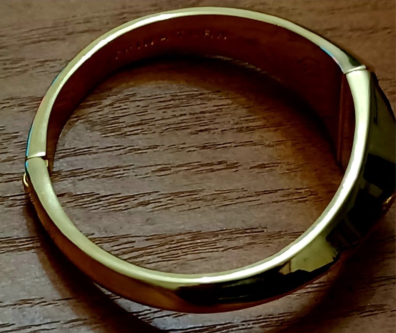 TRINA TURK Black Triangle Cabachon Gold Cuff Bracelet Matching Geometric Ring gallery