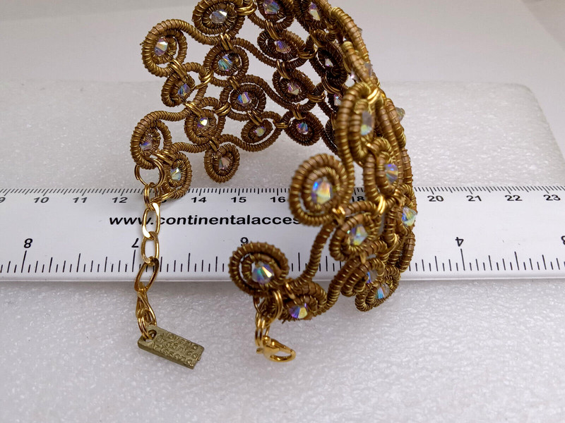 JOYERIA ARTESANAL ORGANICA FILIGREE G/T IRIDESCENT BEAD BRACELET 2 X 6-7.5" gallery