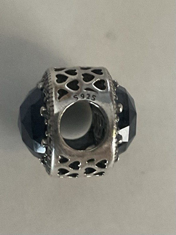 Authentic Pandora”Radiant Hearts” Charm. 925 W/ Moonlight Blue Crystal gallery