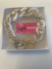 Plus Size Bracelet Link Toggle Off White with Beige by Sheoma NWT