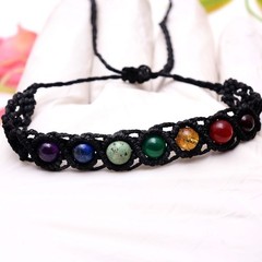 Handmade Natural Multi Gemstones Beautiful Macrame Cuff Beaded Vintage Bracelet