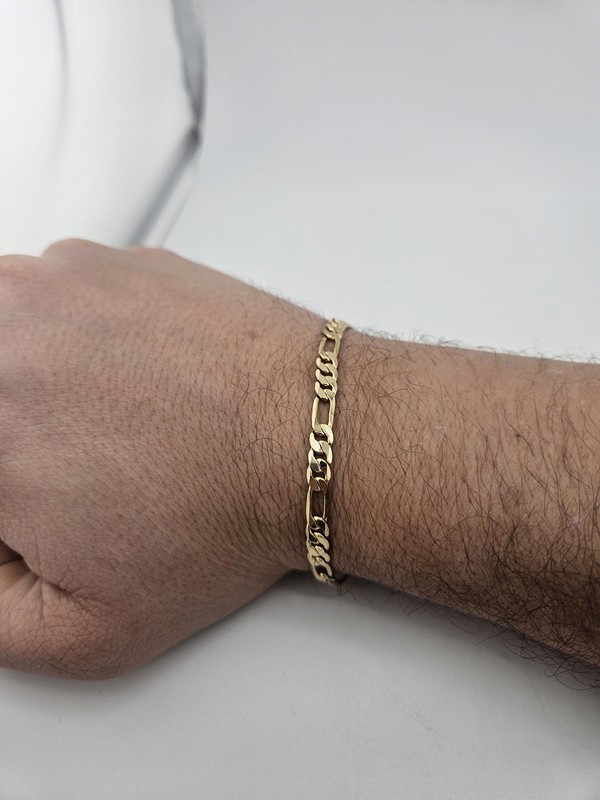 8in Sterling Silver 14k Gold Plate 5mm Figaro Bracelet gallery
