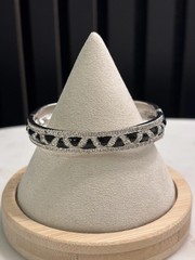 Lauren G Adams Silver Tone Bangle Bracelet with Black and Clear Detailing