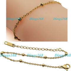 18K Gold Filled Tarnish-Free Nickel-Free 1mm Thin Cable Bead Chain Bracelet S5J
