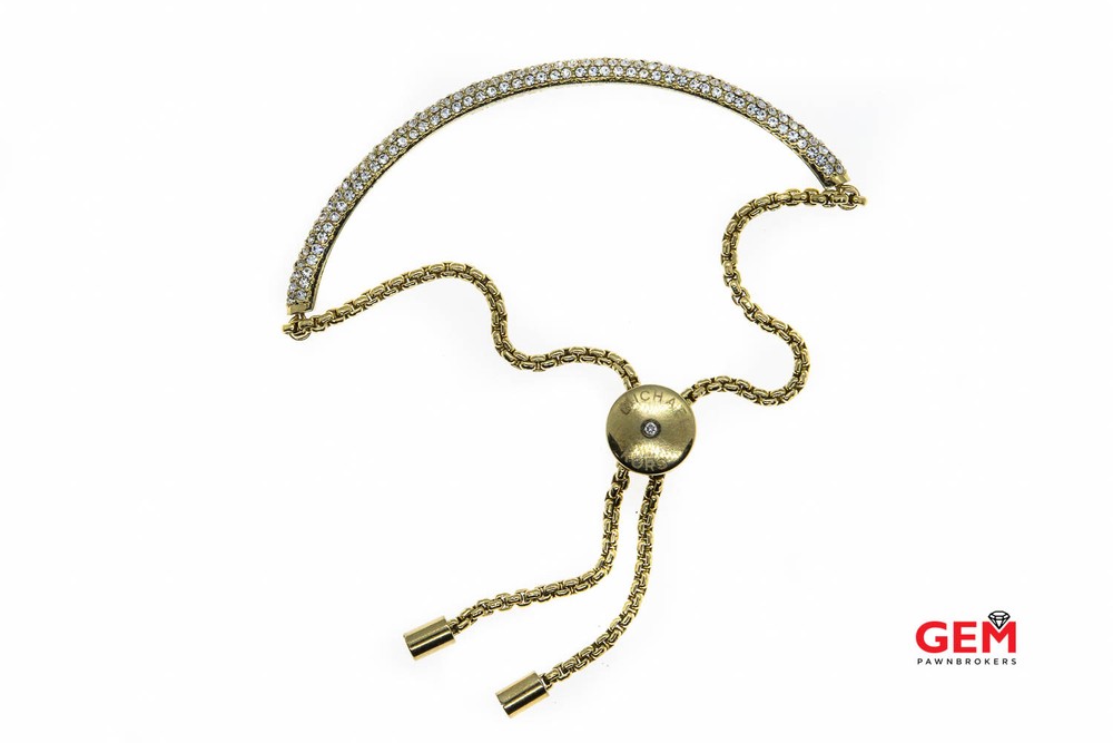 Michael Kors CZ Pave Bar & Rolo Link Pull Slider Bolo Tie Lock 8.5" Bracelet