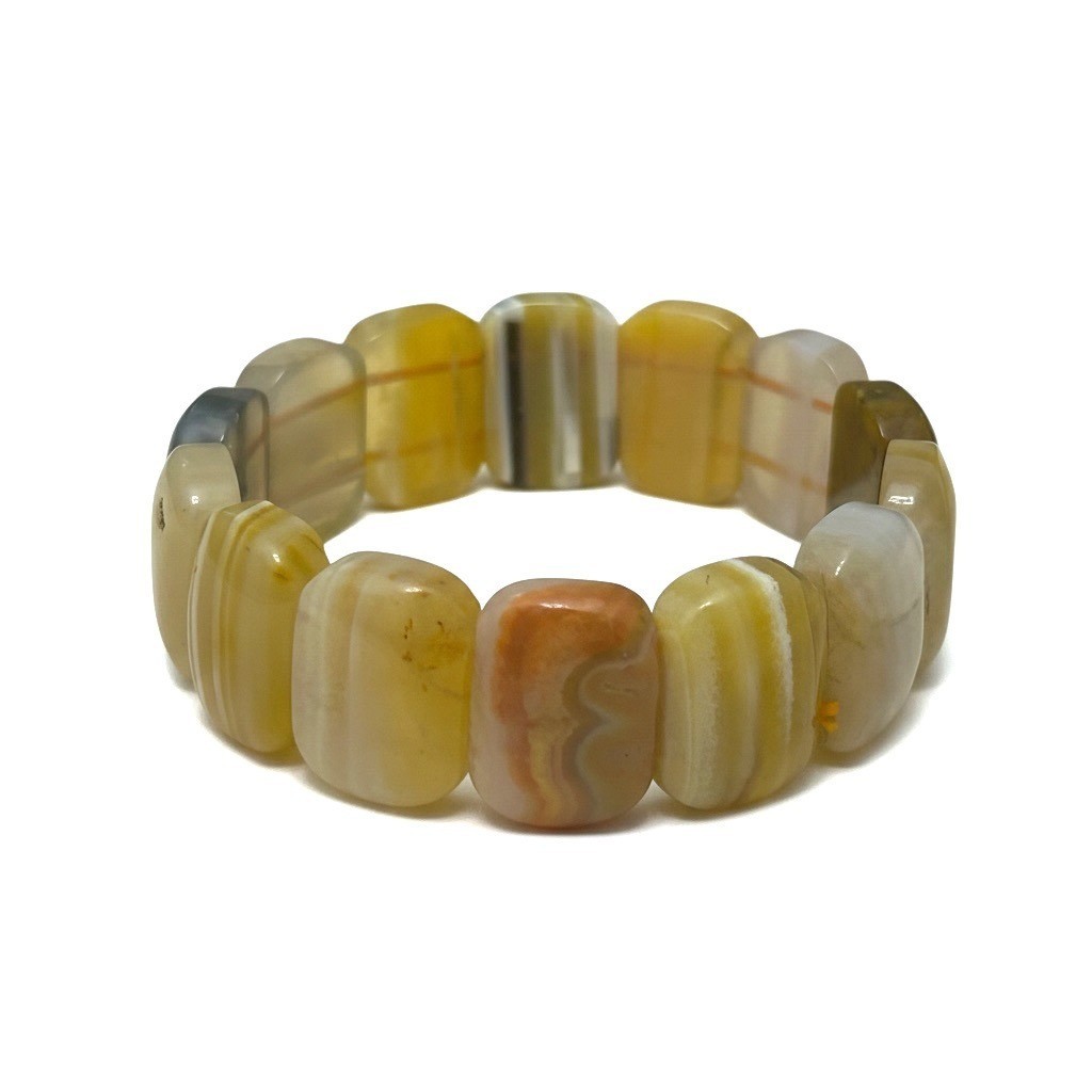 Yellow Agate Bracelet Rectangular Polished Natural Stone Jewelry Expand Fit gallery