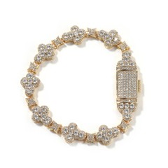 Mens Hip Hop Bracelet Bling ICED 5A+ CZ Cross Rap Hand Chains Cos Jewelry
