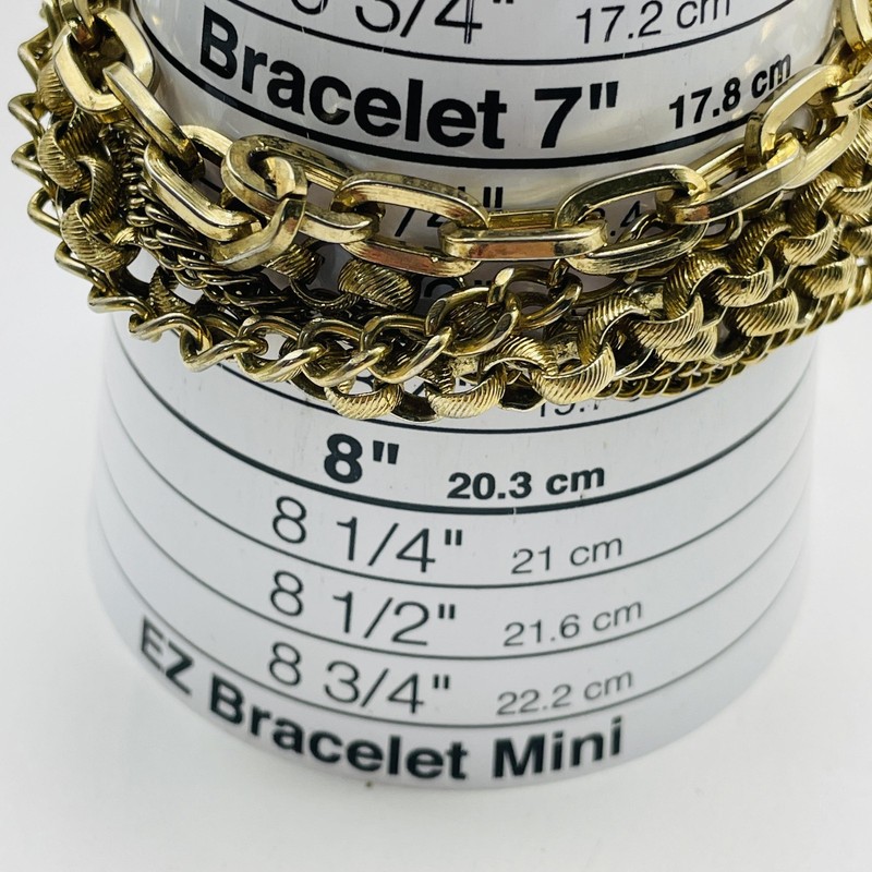 Gold Tone Multistrand Chain Bracelet Mixed Links Foldover Clasp Chunky Statement gallery