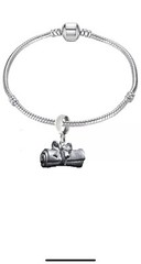 Graduation Diploma FT189 2.5×1.3cm on a silver Rhodium Plated Snake Bracelet