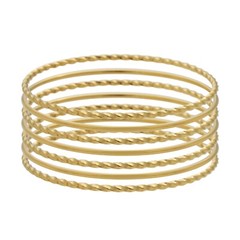 Edforce Stainless Steel Women Twisted Thin Round Stackable Bangle Bracelet, Set7