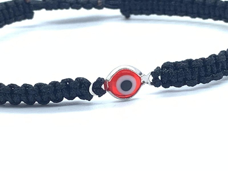 Black Cord Macrame Bracelet Adjustable red Crystal Evil Eye Fashion Pack x 3 gallery
