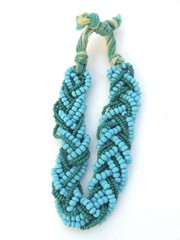 HAND CRAFTED LIGHT BLUE/GREEN BEADED BRACELET HH