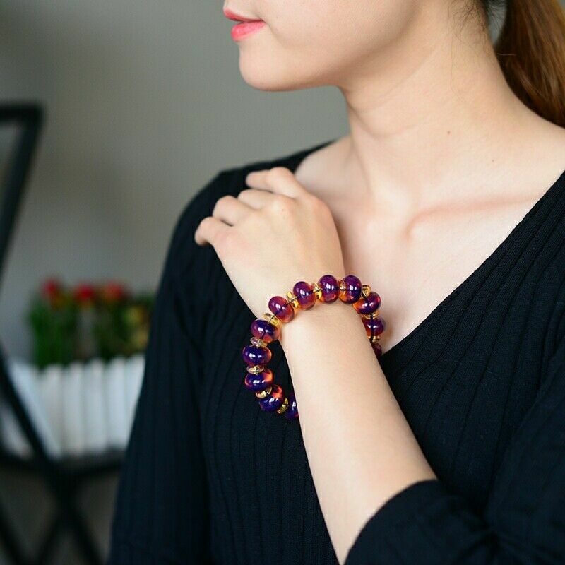13mm Natural Blue Amber Mexico Woman Men Beads Bracelet Certificate AAAA gallery