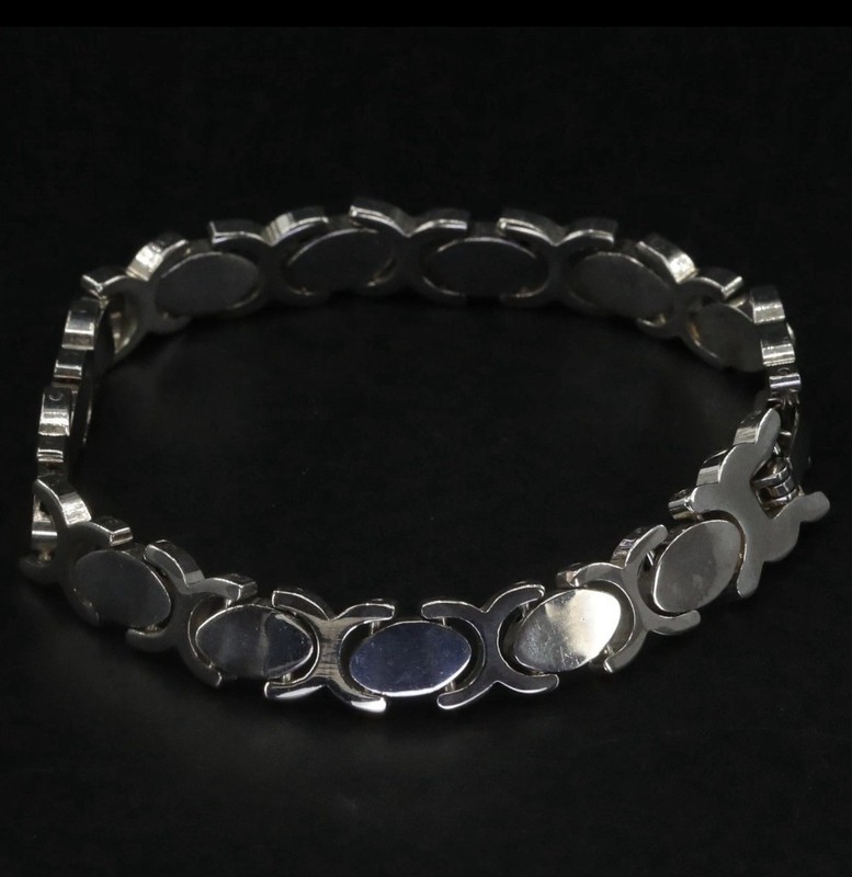 VTG Sterling Silver 9mm Hugs & Kisses ISRAEL XOXO Link 7.5" Bracelet 25g LOVE gallery