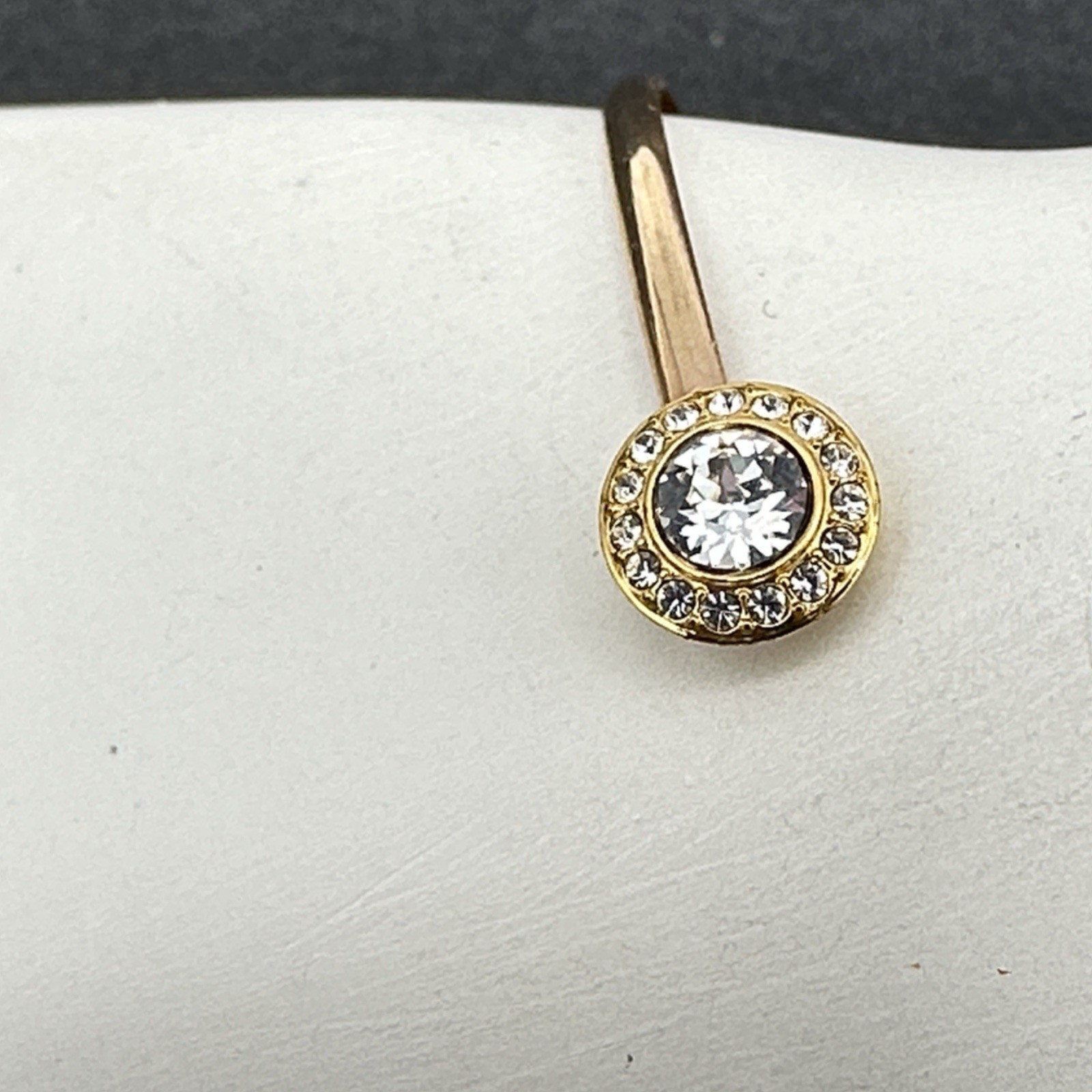 SWAROVSKI cuff bracelet - gold-tone & clear crystal open bangle - swan-signed gallery