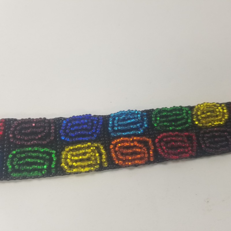 Seed Bead Bracelet Handmade Fashion Jewelry Wide Cuff Black Multicolor gallery