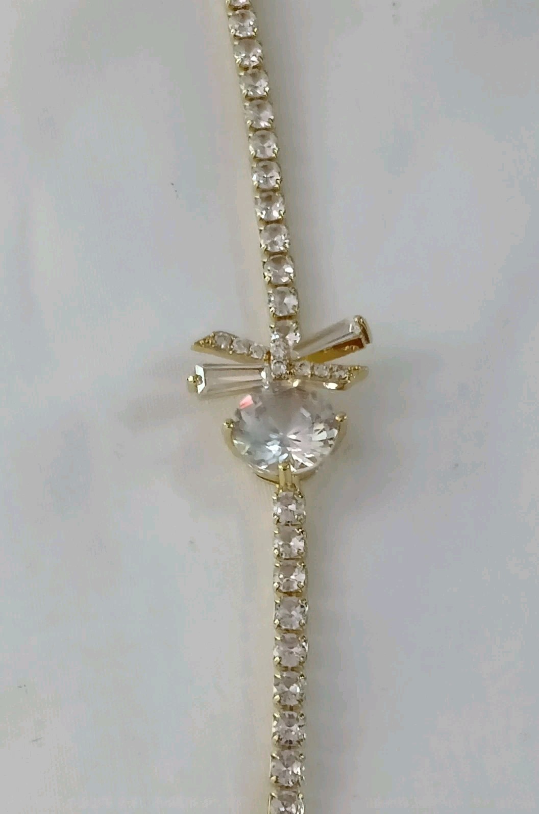6 1/2" Rhinestones Gold Toned Sparkle Bracelet Snap Closure Elegant gallery