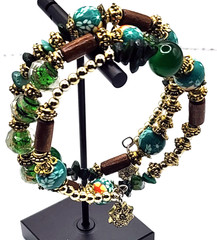 Vintage multilayer beads charm resin stone bracelet
