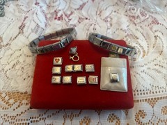 2 Silver Charm Modular Link Bracelets~Plus Charms