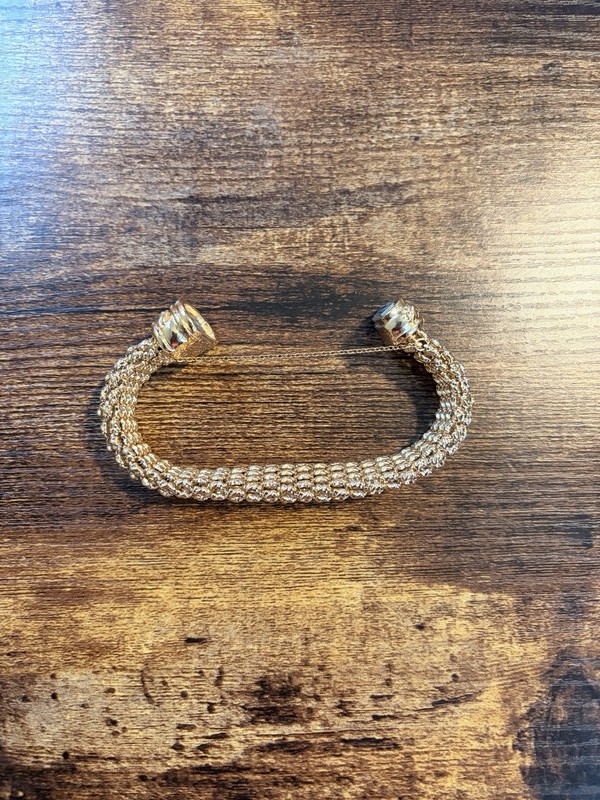 Gold Tone Mesh Chain Link Bracelet with Magnetic Closure, Metal, No Stone gallery
