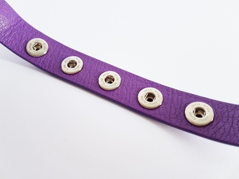 MIU MIU RESORT 2017 Purple Calfskin Leather Studded Bracelet NIB gallery