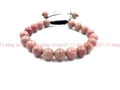 Charming 6/8/10mm Pink Rhodonite Round Gemstone Beads Stretchable Bracelet 7.5”