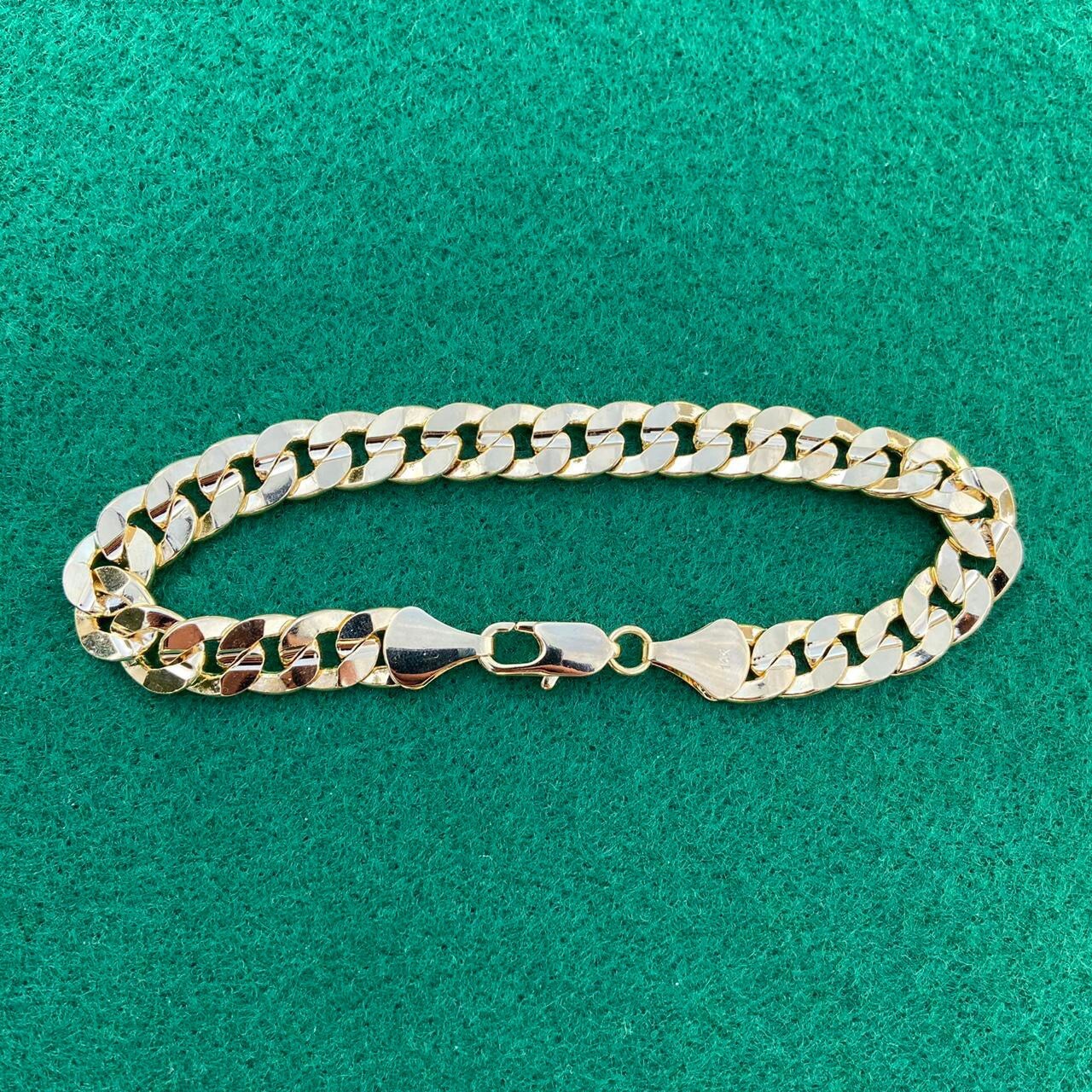 Gold Bracelet Gold Plated Mens Womens Wide 10mm Cuban Link Chain Bracelet 9in gallery