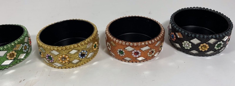 Tea Light Holder Cup 7 Colors Sparkles Mirror & Bead Pieces All Over Elegant gallery