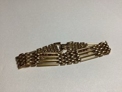 7.5″ Trifari Yellow Gold Tone Link Bracelet Vintage Free Shipping!