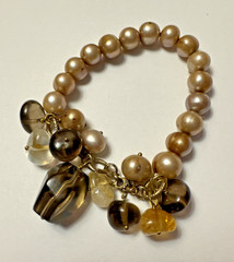 Everly (Target) Gold Tone Multi-color Quartz Beaded Charm Stretch Bracelet