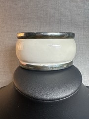 Amrita Singh WIDE White Hinged BANGLE BRACELET