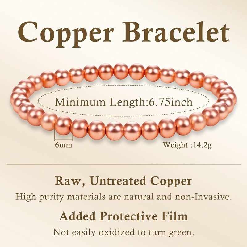 Dainty Copper Bead Bracelet for Him and Her - Thoughtful Gift for Any Occasion gallery