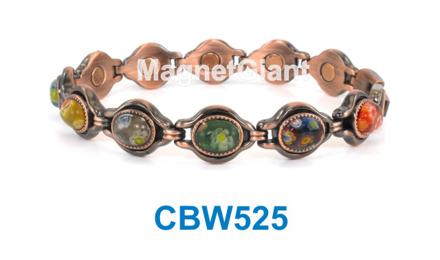 Millifiori Glass beads - Women Copper link high power magnetic bracelet gallery