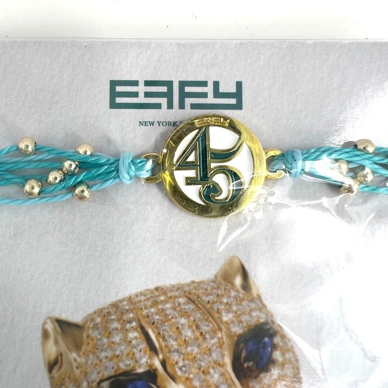 NEW Effy Womens 45th Anniversary Bracelet Turquoise Gold Tone Cord Sealed gallery