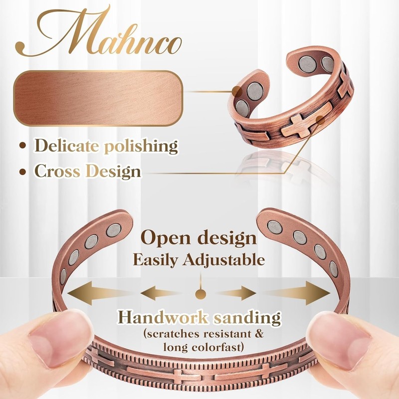 Pure Copper Magnetic Jewelry for Women - Joint & Energy Support Ring & Bracelet gallery