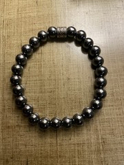 Hematite Stretchy Bracelet. 6” In Gift Box. Known To Be A Protective Stone. 7mm