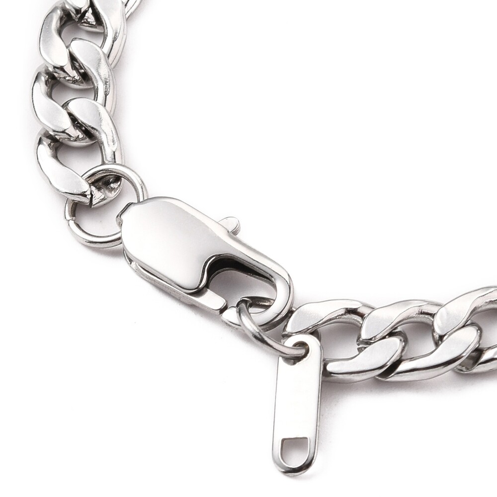 7MM Silver Stainless Steel Curb Cuban Link Chain Bracelet Unisex Women Men Z164 gallery