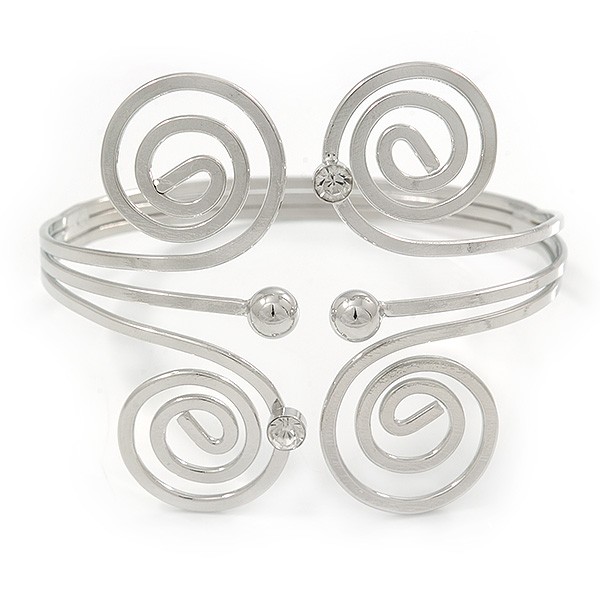 Swirl Upper Arm, Armlet Bracelet In Silver Tone - 27cm L - Flex gallery
