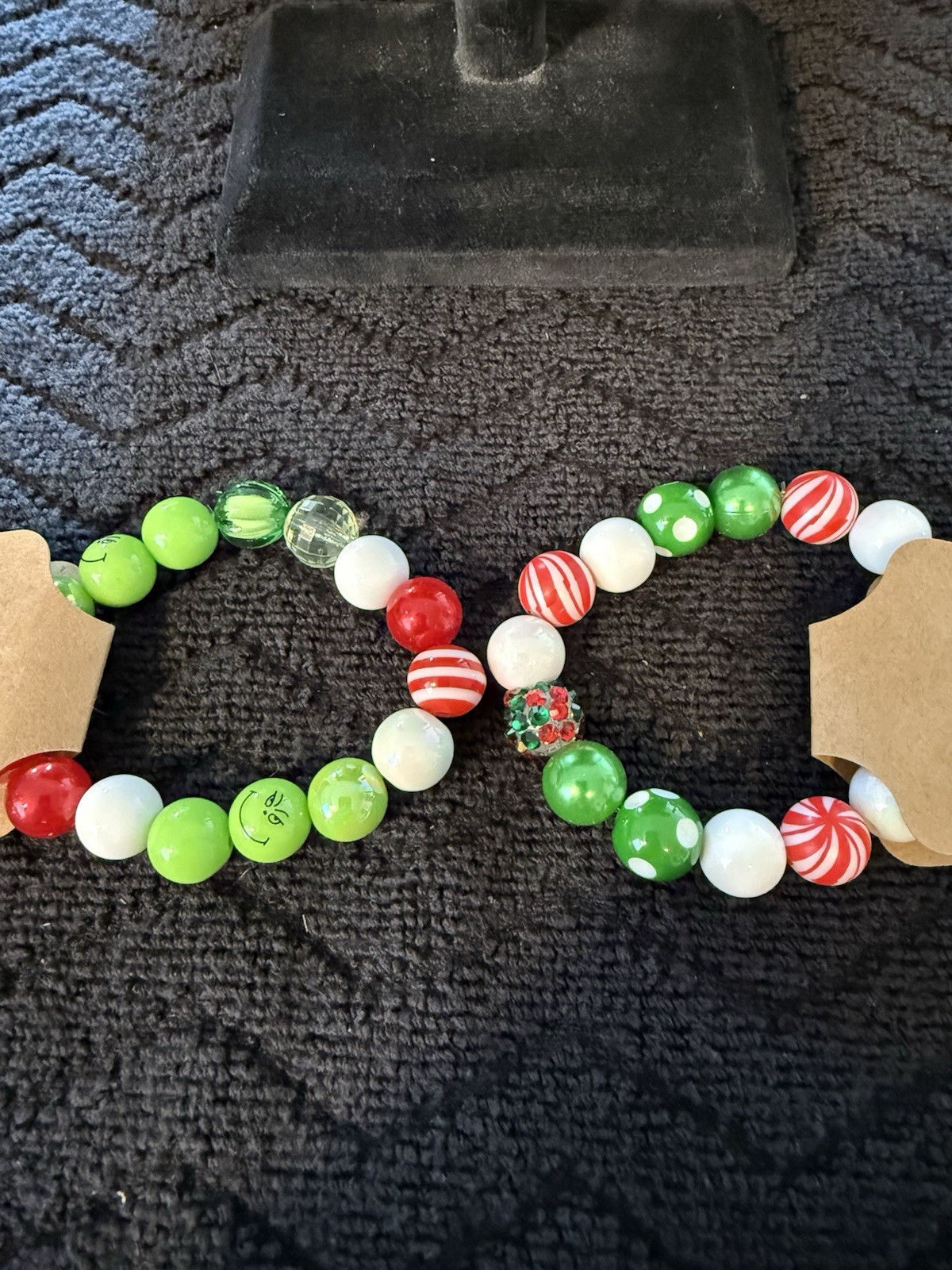 Lot Of 10 - Christmas Beaded Stretch Bracelets 6” To 6.5” gallery
