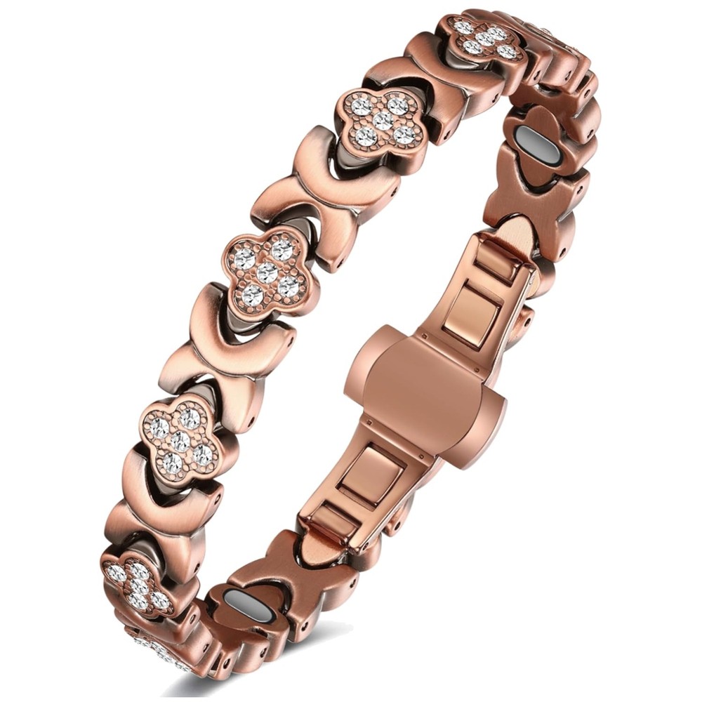 Feraco Pure Copper Bracelets for Women, 5X Ultra Strength Magnetic Bracelet with